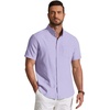 image:imageCOOFANDY Mens Short Sleeve Oxford Shirt Plaid Casual Button Down Shirts Summer Untucked Dress Shirt with PocketLight Purple Plaid
