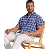 image:imageCOOFANDY Mens Short Sleeve Oxford Shirt Plaid Casual Button Down Shirts Summer Untucked Dress Shirt with PocketNavy Blue Plaid