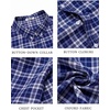 image:imageCOOFANDY Mens Short Sleeve Oxford Shirt Plaid Casual Button Down Shirts Summer Untucked Dress Shirt with PocketNavy Blue Plaid