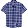 image:imageCOOFANDY Mens Short Sleeve Oxford Shirt Plaid Casual Button Down Shirts Summer Untucked Dress Shirt with PocketNavy Blue Plaid