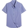 image:imageCOOFANDY Mens Short Sleeve Oxford Shirt Plaid Casual Button Down Shirts Summer Untucked Dress Shirt with PocketNavy Blue White Plaid