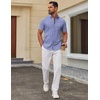 image:imageCOOFANDY Mens Short Sleeve Oxford Shirt Plaid Casual Button Down Shirts Summer Untucked Dress Shirt with PocketNavy Blue White Plaid