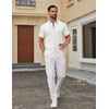 image:imageCOOFANDY Mens Short Sleeve Oxford Shirt Plaid Casual Button Down Shirts Summer Untucked Dress Shirt with PocketWhite