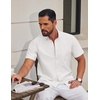 image:imageCOOFANDY Mens Short Sleeve Oxford Shirt Plaid Casual Button Down Shirts Summer Untucked Dress Shirt with PocketWhite