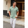 image:imageCOOFANDY Mens Stretch Dress Shirts Short Sleeve Wrinkle Free Casual Button Down ShirtsLight Greenflower