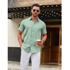 image:imageCOOFANDY Mens Stretch Dress Shirts Short Sleeve Wrinkle Free Casual Button Down ShirtsLight Greenflower