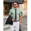 image:imageCOOFANDY Mens Stretch Dress Shirts Short Sleeve Wrinkle Free Casual Button Down ShirtsLight Greenflower