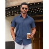 image:imageCOOFANDY Mens Stretch Dress Shirts Short Sleeve Wrinkle Free Casual Button Down ShirtsNavywhite