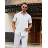 image:imageCOOFANDY Mens Stretch Dress Shirts Short Sleeve Wrinkle Free Casual Button Down ShirtsWhiteblue