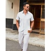 image:imageCOOFANDY Mens Stretch Dress Shirts Short Sleeve Wrinkle Free Casual Button Down ShirtsWhiteblue