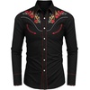 image:imageCOOFANDY Mens Western Cowboy Shirt Embroidered Button Down Long Sleeve ShirtsCotton  Blackred Flower