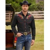 image:imageCOOFANDY Mens Western Cowboy Shirt Embroidered Button Down Long Sleeve ShirtsCotton  Blackred Flower
