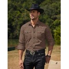 image:imageCOOFANDY Mens Western Cowboy Shirts Long Sleeve Cotton Casual Button Down Work Shirt with PocketsBrown  Black