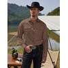 image:imageCOOFANDY Mens Western Cowboy Shirts Long Sleeve Cotton Casual Button Down Work Shirt with PocketsBrown  Black
