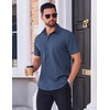 image:imageCOOFANDY Mens Wrinkle Free Dress Shirt Polka Dot Short Sleeve Button Down Business Casual ShirtsDark Blue White Fourpetaled Flower