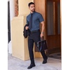 image:imageCOOFANDY Mens Wrinkle Free Dress Shirt Polka Dot Short Sleeve Button Down Business Casual ShirtsDark Blue White Fourpetaled Flower