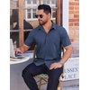 image:imageCOOFANDY Mens Wrinkle Free Dress Shirt Polka Dot Short Sleeve Button Down Business Casual ShirtsDark Blue White Fourpetaled Flower