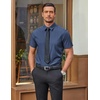 image:imageCOOFANDY Mens Wrinkle Free Dress Shirt Polka Dot Short Sleeve Button Down Business Casual ShirtsDark Blue White Fourpetaled Flower