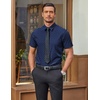 image:imageCOOFANDY Mens Wrinkle Free Dress Shirt Polka Dot Short Sleeve Button Down Business Casual ShirtsDark Bluewhite Rhombus
