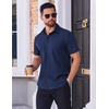 image:imageCOOFANDY Mens Wrinkle Free Dress Shirt Polka Dot Short Sleeve Button Down Business Casual ShirtsDark Bluewhite Rhombus