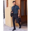 image:imageCOOFANDY Mens Wrinkle Free Dress Shirt Polka Dot Short Sleeve Button Down Business Casual ShirtsNavy Bluetriangle Arrow