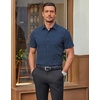 image:imageCOOFANDY Mens Wrinkle Free Dress Shirt Polka Dot Short Sleeve Button Down Business Casual ShirtsNavy Bluetriangle Arrow