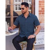 image:imageCOOFANDY Mens Wrinkle Free Dress Shirt Polka Dot Short Sleeve Button Down Business Casual ShirtsNavy Bluetriangle Arrow
