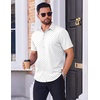 image:imageCOOFANDY Mens Wrinkle Free Dress Shirt Polka Dot Short Sleeve Button Down Business Casual ShirtsWhite  Arcshaped