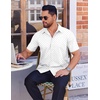 image:imageCOOFANDY Mens Wrinkle Free Dress Shirt Polka Dot Short Sleeve Button Down Business Casual ShirtsWhite  Arcshaped