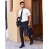 image:imageCOOFANDY Mens Wrinkle Free Dress Shirt Polka Dot Short Sleeve Button Down Business Casual ShirtsWhite  Arcshaped