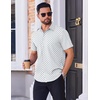 image:imageCOOFANDY Mens Wrinkle Free Dress Shirt Polka Dot Short Sleeve Button Down Business Casual ShirtsWhiteblue Plus Sign