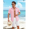 image:imageCOOFANDY Shirts for Mens Button Down Short Sleeve Shirts Casual Summer Beach Textured Shirts with PocketPink