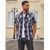 image:imageCOOFANDY Western Shirts for Mens Cowboy Shirt Short Sleeve Button Down Shirt Casual Work Shirts PlaidBlack grey Plaid