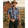 image:imageCOOFANDY Western Shirts for Mens Cowboy Shirt Short Sleeve Button Down Shirt Casual Work Shirts PlaidBlack grey Plaid