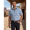 image:imageCOOFANDY Western Shirts for Mens Cowboy Shirt Short Sleeve Button Down Shirt Casual Work Shirts PlaidBlue white Plaid