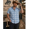 image:imageCOOFANDY Western Shirts for Mens Cowboy Shirt Short Sleeve Button Down Shirt Casual Work Shirts PlaidBlue white Plaid