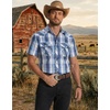 image:imageCOOFANDY Western Shirts for Mens Cowboy Shirt Short Sleeve Button Down Shirt Casual Work Shirts PlaidBlue white khaki Plaid