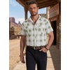 image:imageCOOFANDY Western Shirts for Mens Cowboy Shirt Short Sleeve Button Down Shirt Casual Work Shirts PlaidGreen white Plaid