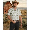 image:imageCOOFANDY Western Shirts for Mens Cowboy Shirt Short Sleeve Button Down Shirt Casual Work Shirts PlaidGreen white Plaid