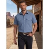 image:imageCOOFANDY Western Shirts for Mens Cowboy Shirt Short Sleeve Button Down Shirt Casual Work Shirts PlaidGrey Blue