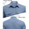 image:imageCOOFANDY Western Shirts for Mens Cowboy Shirt Short Sleeve Button Down Shirt Casual Work Shirts PlaidGrey Blue
