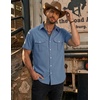 image:imageCOOFANDY Western Shirts for Mens Cowboy Shirt Short Sleeve Button Down Shirt Casual Work Shirts PlaidGrey Blue