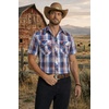 image:imageCOOFANDY Western Shirts for Mens Cowboy Shirt Short Sleeve Button Down Shirt Casual Work Shirts PlaidRed blue white Plaid