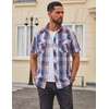 image:imageCOOFANDY Western Shirts for Mens Cowboy Shirt Short Sleeve Button Down Shirt Casual Work Shirts PlaidRed blue white Plaid
