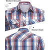 image:imageCOOFANDY Western Shirts for Mens Cowboy Shirt Short Sleeve Button Down Shirt Casual Work Shirts PlaidRed blue white Plaid