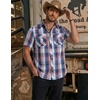 image:imageCOOFANDY Western Shirts for Mens Cowboy Shirt Short Sleeve Button Down Shirt Casual Work Shirts PlaidRed blue white Plaid