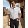 image:imageCOOFANDY Western Shirts for Mens Cowboy Shirt Short Sleeve Button Down Shirt Casual Work Shirts PlaidWhite