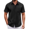 image:imageCOOFANDY Men Button Down Shirt Short Sleeve Casual Shirts Printed Dress Shirt with PocketAblack