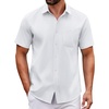 image:imageCOOFANDY Men Button Down Shirt Short Sleeve Casual Shirts Printed Dress Shirt with PocketAwhite