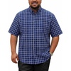 image:imageCOOFANDY Mens Big and Tall Shirts Short Sleeve Casual Button Down Plaid Shirt Wrinkle Free Dress Shirt with PocketDark Navywhite